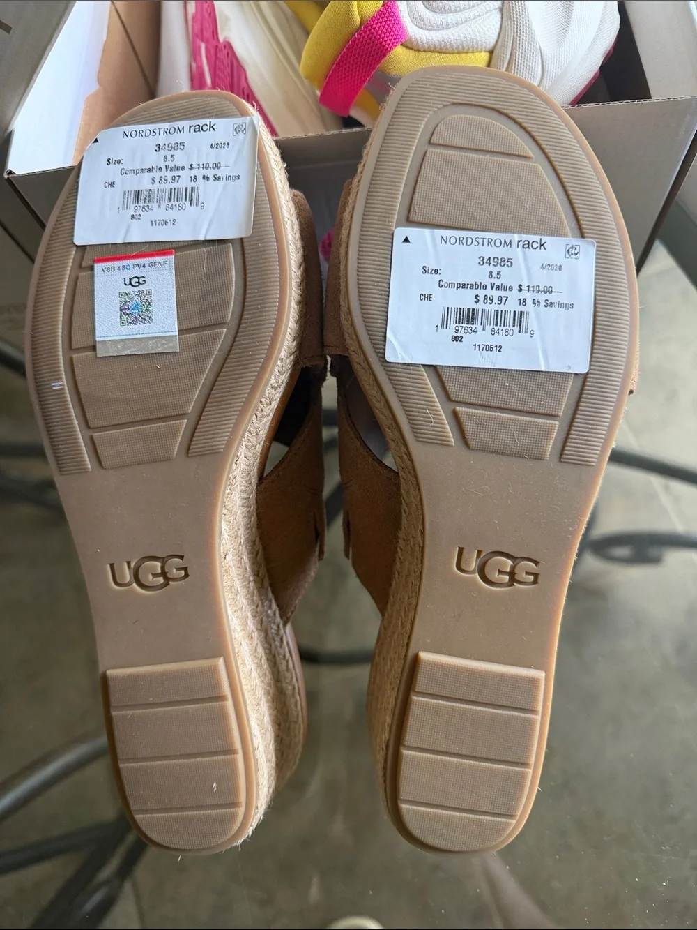 UGG Women's Tan Suede Cross-Band Espadrille Slide